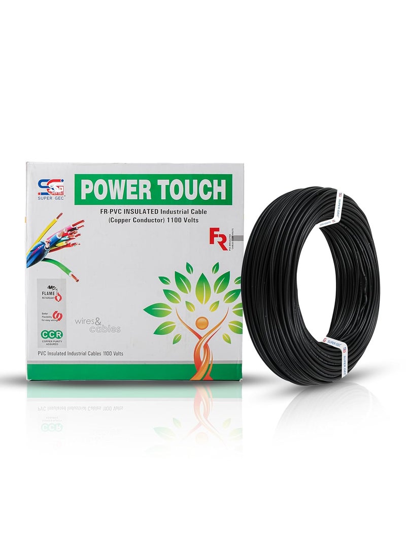 SUPER GEC Super GEC Power Touch House Wire and Cable FR PVC Insulated Pure Copper Wire 73 Meter Length for Domestic Industrial Electrical Wiring Black 15 sqmm  - Image 1