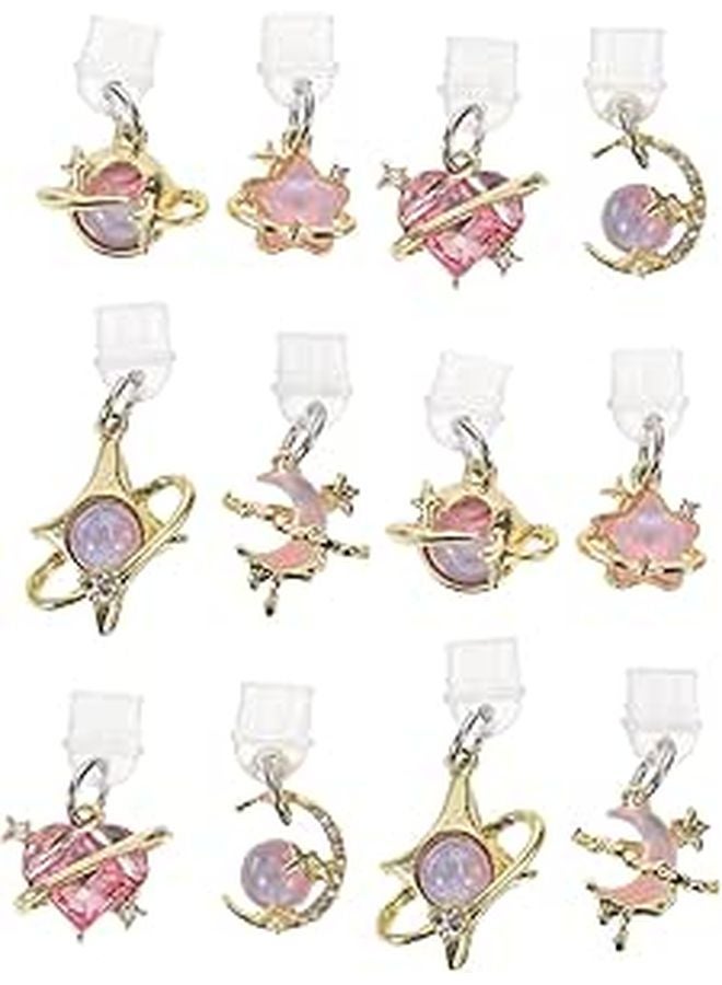 12 Pcs Type C Dust Plug Set With Star Heart Moon Charms For Smartphone - Image 1