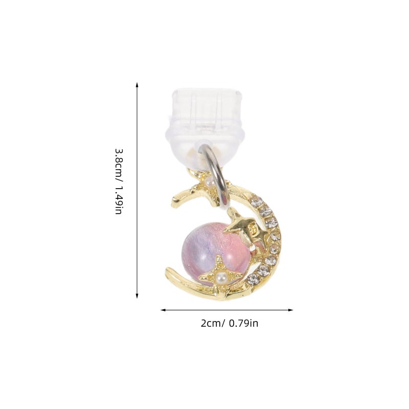 12 Pcs Type C Dust Plug Set With Star Heart Moon Charms For Smartphone - Image 3