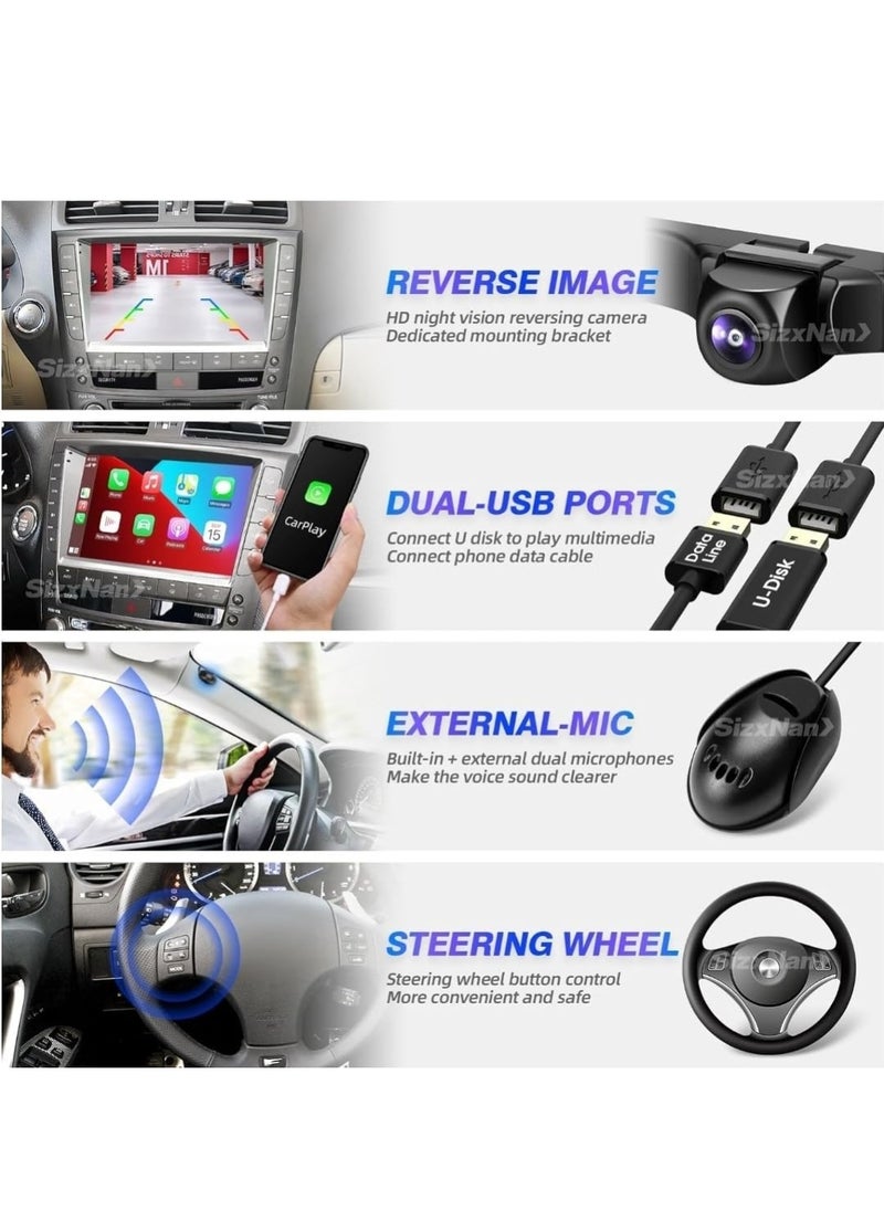 Vierex - Android Car Stereo For Lexus IS250 IS200 IS300 IS300C 2006-2009 4GB RAM Support Apple Carplay Android Auto Wireless QLED Fast Interface Quick Boot AHD Camera Included SIM Card Support Climate Control - Image 1
