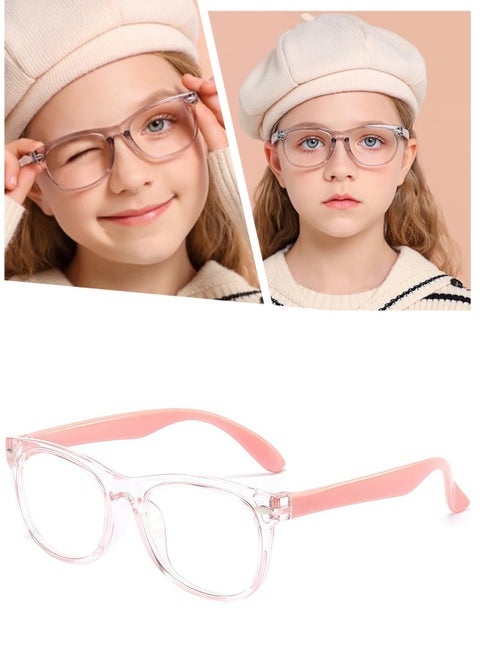 kids Blue Light Blocking Glasses For Girls And Boys Computer Blue Light Blocking Glasses For Age 3-11 (Light pink)