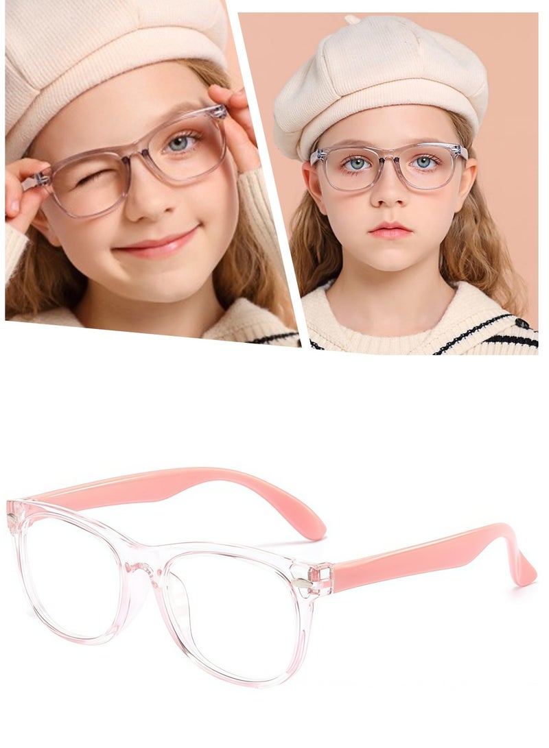 kids Blue Light Blocking Glasses For Girls And Boys Computer Blue Light Blocking Glasses For Age 3-11 (Light pink) - Image 1