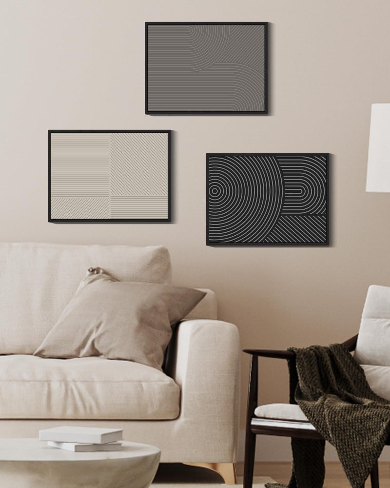 Drsoum Minimalist Abstract Wall Art Framed Modern Boho Neutral Line Wall Decor Mid Century Geometric Artwork Bedroom Living Room 11x14in Black Framed - Image 5
