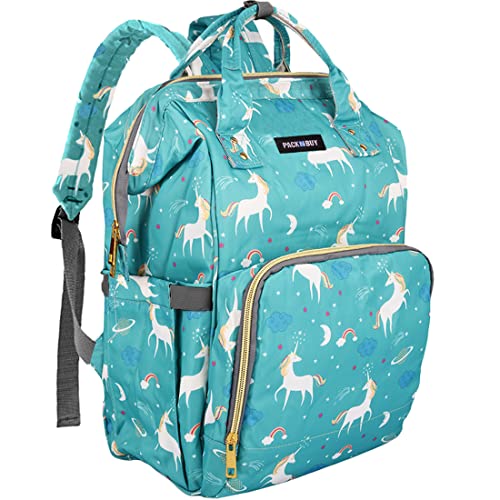 PACKNBUY Diaper Bag for Mothers for Travel, Baby Diaper Bags for Mom, Maternity Bag with Insulated Bottle Pockets, Water Resistant and Multiple Pockets to Store Newborn Baby Products (Green) - Image 1