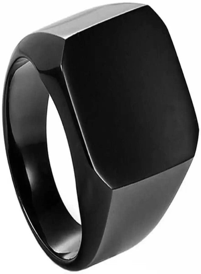VIEN Rock Cool Casual Sport Titanium Steel Ring Black Color For Mens Boys Boyfriend Husband Stainless Steel Black Plated Ring - Size 19 - Image 1