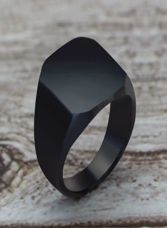 VIEN Rock Cool Casual Sport Titanium Steel Ring Black Color For Mens Boys Boyfriend Husband Stainless Steel Black Plated Ring - Size 19 - Image 3