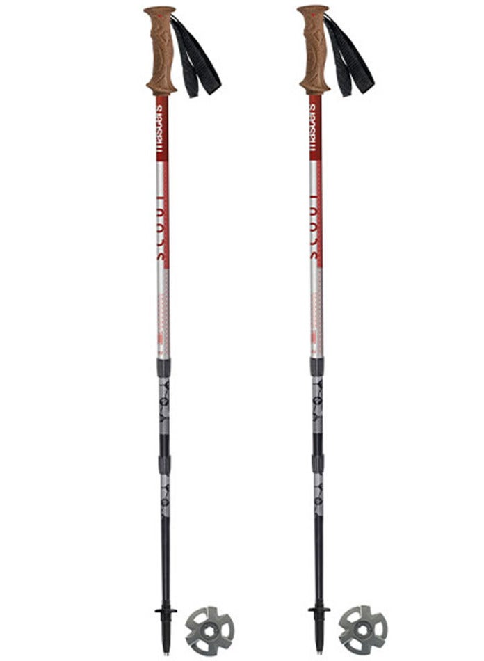 Masters Trekking Poles Scout (Red) – Alu 5083 Aluminum Hiking Poles, Adjustable 110–140 cm (65 cm Collapsed), Band Automatic Lock System, BS Lock, Steel Tips, Lightweight 248g, Durable Trekking Poles for Hiking & Outdoor Adventure