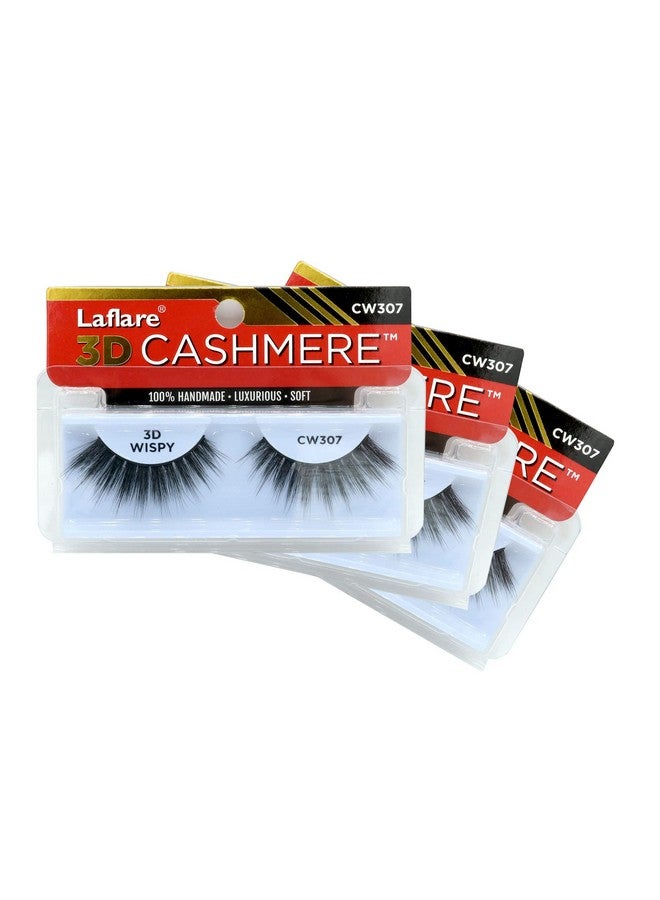 Laflare 3D Cashmere Eyelashes Natural Look Wispy Glam Fresh Fluffy Soft Reusable Luxurious Handmade Strips False Lashes 3 Packs Bundle Special Cw (Cw307 3) - Image 1