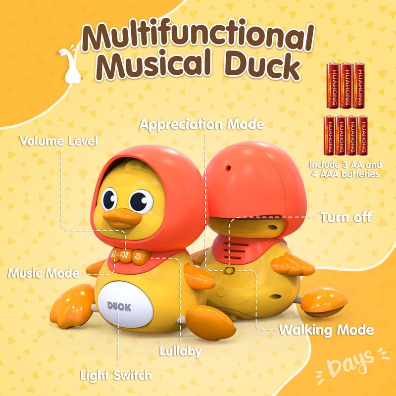 Gofimyee Crawling Duck Musical Toy, Baby Toy for Toddler, Sound Toys for 18+ Months, Early Educational Baby Toys with Light, Includes One Large Duck and Two Ducklings (Batteries Included) - Image 2