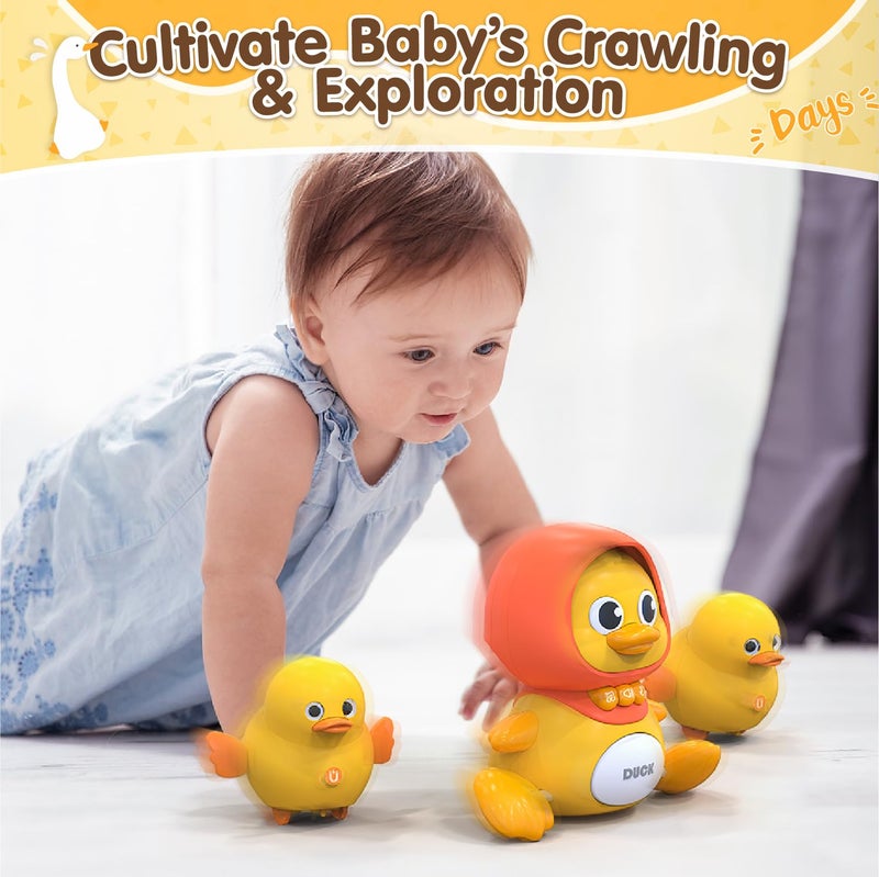 Gofimyee Crawling Duck Musical Toy, Baby Toy for Toddler, Sound Toys for 18+ Months, Early Educational Baby Toys with Light, Includes One Large Duck and Two Ducklings (Batteries Included) - Image 4