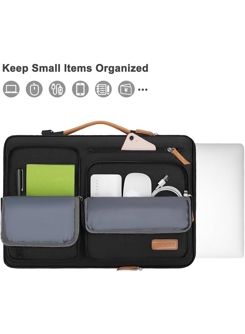 MOSISO 360 Protective Laptop Shoulder Bag, Side Open Messenger Bag with 4 Zipper Pockets&Handle - Image 4