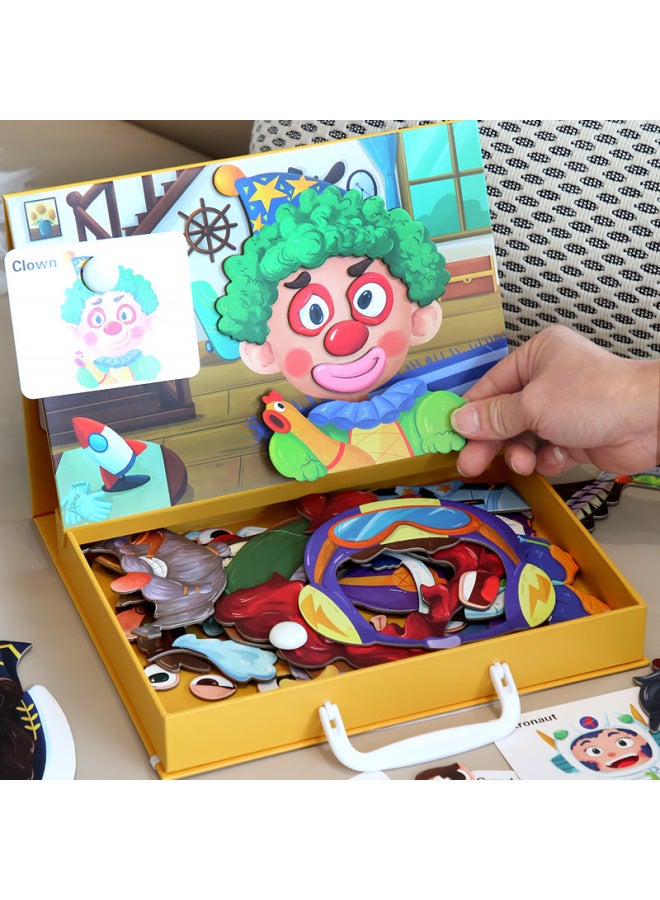 Children's Multi-functional Magnetic Puzzle Early Education Character Animal Dressing Theme Puzzle Puzzle Matching Puzzle Toy-Color:ZKB-professional Dressing 0.7 (wooden Box) - Image 2