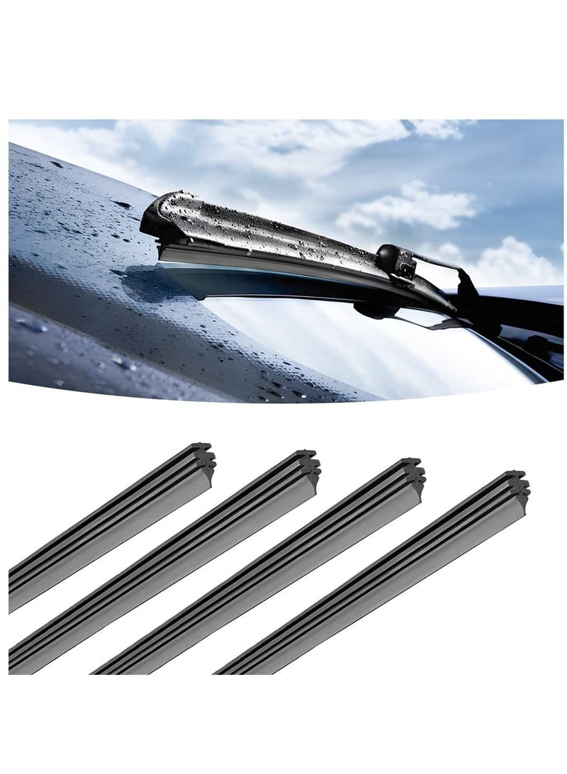 4 Pieces Car Wiper Blade Replacement Strip 32 Rubber Frameless Windshield Wiper Strip, DIY Adjustable Boneless Windscreen Blade Refills - Image 1