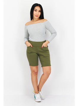 INC Women High Rise Pull-On Bermuda Shorts, Olive  - Image 3