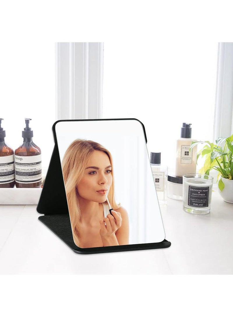 Sweet seven Folding Tabletop Mirror - 25.5x18cm Makeup Mirror with PU Leather, Portable and Foldable, Ideal for Office Desk, Vanity Table, Travel, and Camping - Image 2