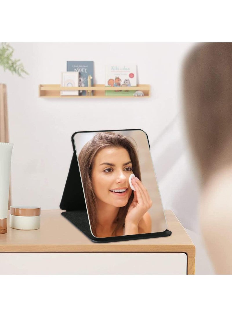 Sweet seven Folding Tabletop Mirror - 25.5x18cm Makeup Mirror with PU Leather, Portable and Foldable, Ideal for Office Desk, Vanity Table, Travel, and Camping - Image 3