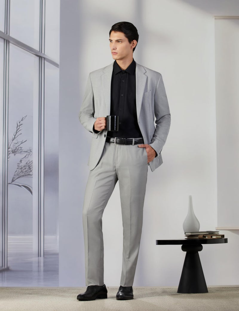 Arrow Men Tapered fit Polyester SolidMid-Rise waistTrousers(ARAEOTR1625_Grey_30) - Image 2