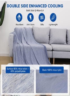 HOMFINE Cooling Blankets for Hot Sleepers - Summer Blanket Thin Lightweight Breathable Soft Double Side Enhanced Cooling Blanket for Bed Couch Sofa, Keep Cool for Night Sweats (Blue, 50 x 70 inches)