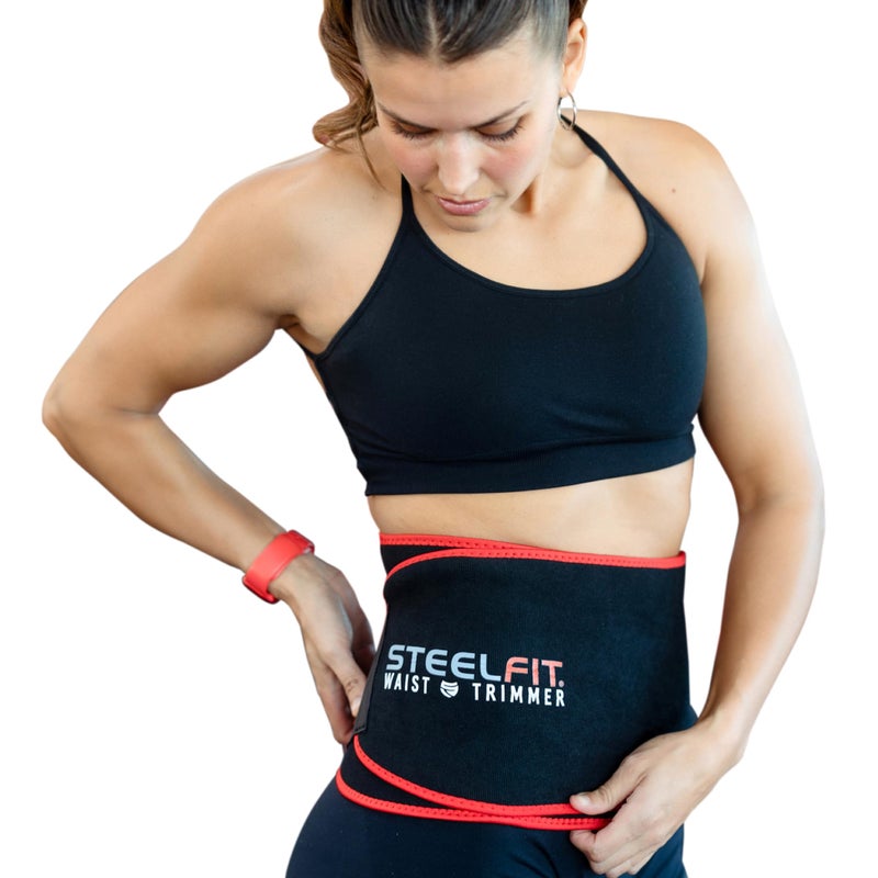 SteelFit حزام تقليم الخصر من ستيل فيت للنساء والرجال - مدرب الخصر من النيوبرين المقاوم للرطوبة - شريط عرق قابل للتعديل لتشكيل البطن والدهون في البطن - ملحقات اللياقة البدنية، الصالة الرياضية والتمارين الرياضية للعملout - Image 1