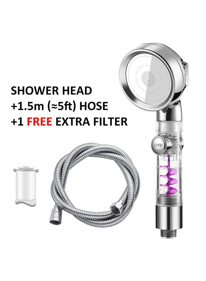 MIXDE Turbocharged Shower Head High Pressure Adjustable Filtering Shower Set with Hose - Image 1