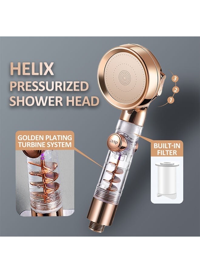 MIXDE Turbocharged Shower Head High Pressure Adjustable Filtering Shower Set with Hose - Image 4