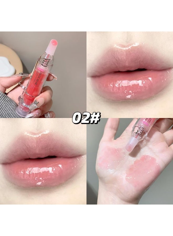Gege Bear Ice Tube Lip Essence Honey | Silky-Smooth Liquid Glossy Texture | Hydrating Syringe Applicator Design | Multi-Color Range Light Pink, Red Wine Golden Brown | Quick-Dry Long-Wear Formula | Modern Millennial Must-Have Product | Featherweight Lip Gloss For Women Girls (02#Peachy Nude Dream, 5.5g) - Image 2