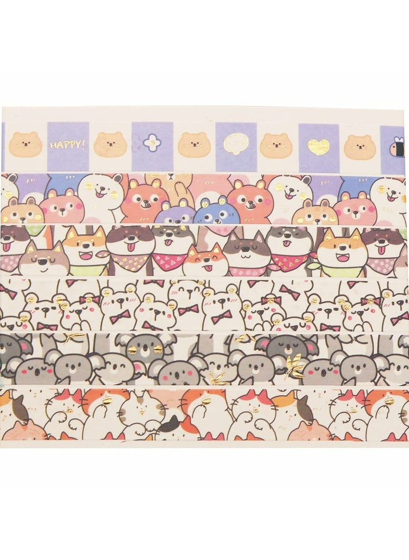 CMGTYYD - Cute Pets Washi Tape Set 18 Rolls Gold Embellishment Decorative Masking Tapes for Arts, DIY Crafts, Journals, Planners, Scrapbook, Wrapping (Puppies) - Image 1