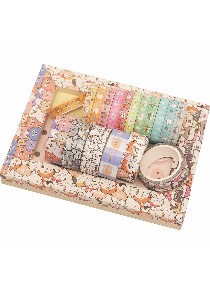 CMGTYYD - Cute Pets Washi Tape Set 18 Rolls Gold Embellishment Decorative Masking Tapes for Arts, DIY Crafts, Journals, Planners, Scrapbook, Wrapping (Puppies) - Image 1