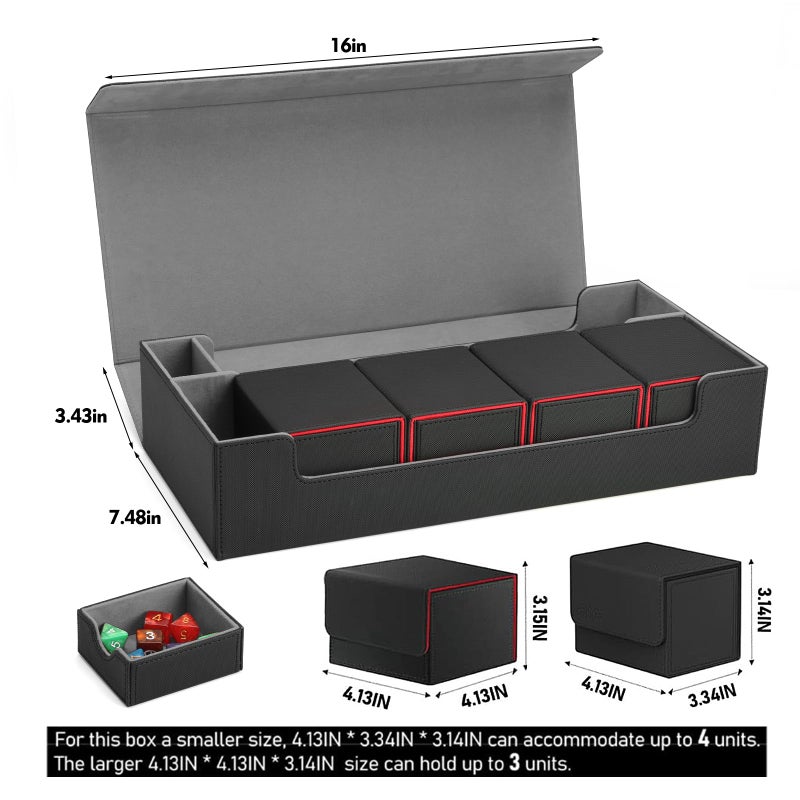 Scimi Premium Trading Card Storage Case TCG Deck Box Holds 800+ Sleeved Cards for MTG, YuGiOh, Uno, Sport with Strong Magnet Closure (Black) - Image 4