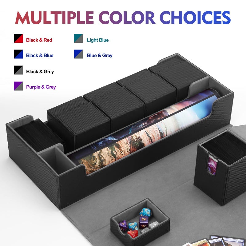 Scimi Premium Trading Card Storage Case TCG Deck Box Holds 800+ Sleeved Cards for MTG, YuGiOh, Uno, Sport with Strong Magnet Closure (Black) - Image 2
