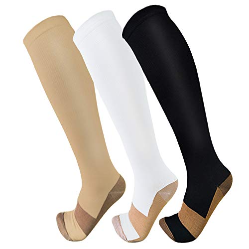 FuelMeFoot 3 Pack Copper Compression Socks - Compression Socks Women & Men Circulation - Best for Medical,Running,Athletic - Image 1