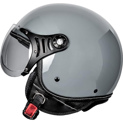 Yesmotor 3/4 Motorcycle Helmets Retro Open Face Scooters Helmet with Clear Visor for Men and Women- DOT Approved（Gray,S） - Image 2