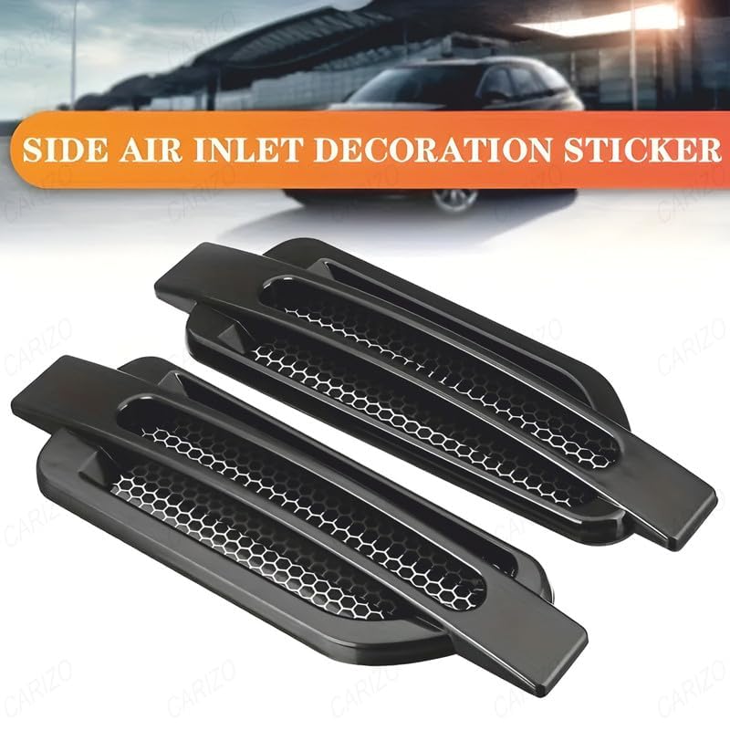 aakichi 2-Pack Side Fender Vent Decorative Decal, Stylish Black Air Flow Intake Decal Sticker - Image 2