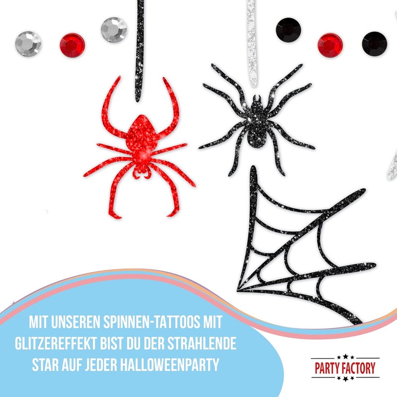 Party Factory Global upgraded practical design Face Tattoo Spiders, Temporary Glitter Face Tattoo for Theme Party, Halloween & Carnival, Children and Adults Globally spread simple design - Image 5