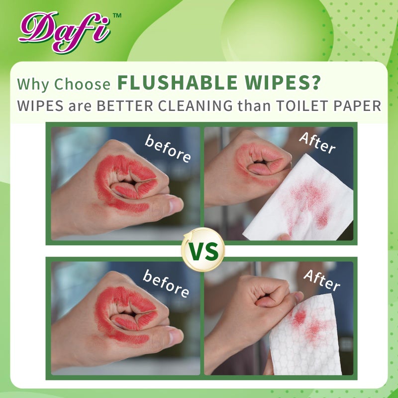 DAFI Flushable Wipes for Adult Wet Wipes, Total 720 Unscented Toilet Wipes Flushable, No Alcohol & 100% Plant Based Fibers, Septic and Sewer Safe Pack of 9 - Image 5