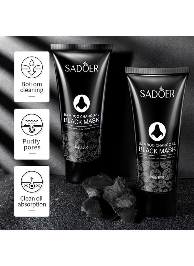 SADOER Bamboo Charcoal Black Mask-Blackhead Remover ​Charcoal Mask Peel off Mask Facial Pore Cleanser Purifying Face Mask Nose 60g  - Image 3