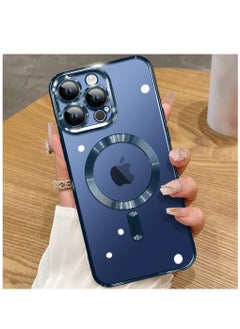 Magnetic Case for iPhone 15 Pro Max Case [Compatible with MagSafe] Full Camera Protection Clear Plating Luxury Cover for Women Men Soft TPU Bumper Drop Protective Phone Case (6.7"), Blue