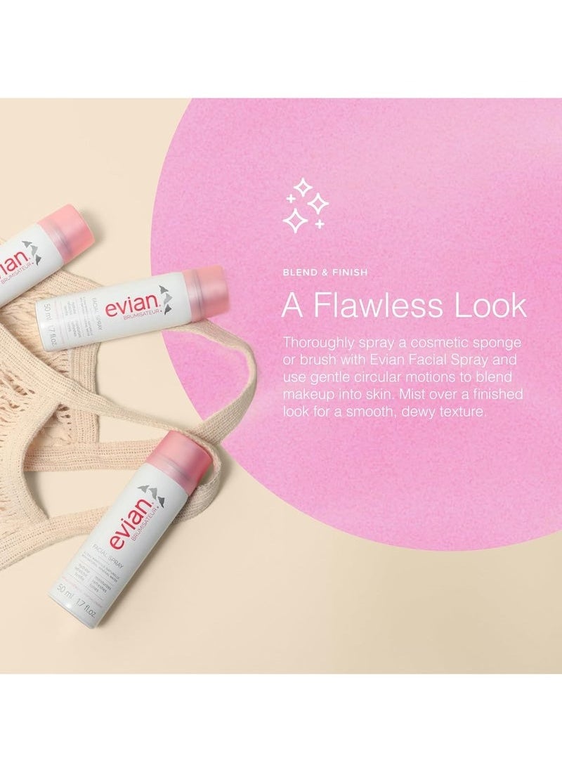 Evian - FACIAL SPRAY Natural Mineral Water Facial Spray Trio, Travel Size, 1.7 Ounce - Image 1
