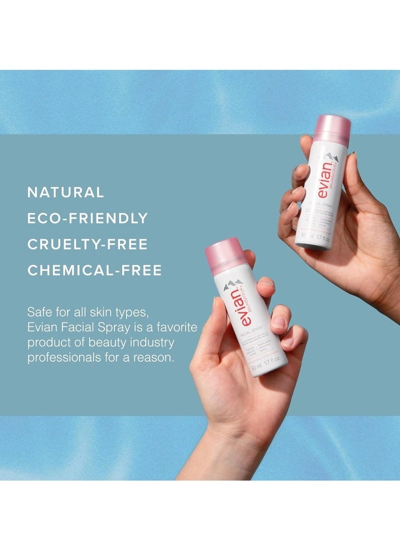 Evian - FACIAL SPRAY Natural Mineral Water Facial Spray Trio, Travel Size, 1.7 Ounce - Image 1