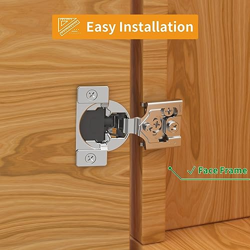 Chibery 60 Pack 58 Overlay 3D Soft Close Concealed Hinge for Face Frame Door Smooth Slow Self Closing Hinges Satin Nickel Hidden 105 Open Angle Stainless Steel Hinge for Kitchen Cabinet Door - Image 3