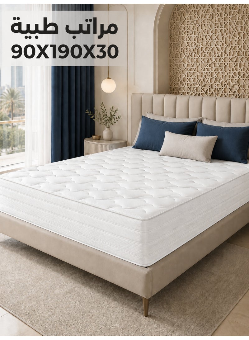 Denzoz 30CM Hybrid Single Mattress 90 × 190CM, Medium Firm Foam and Pocket Spring Mattress, Breathable Support, Pressure Relief and Motion Isolation, Roll-Packed Mattress for Bedroom - Image 1