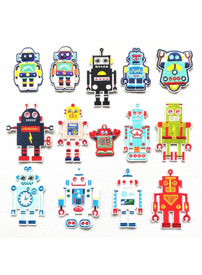 14Pcs Robot Iron-On Patches, Embroidered Appliques for Kids Clothing, Jeans, Backpacks, DIY Decoration and Repair - Image 1