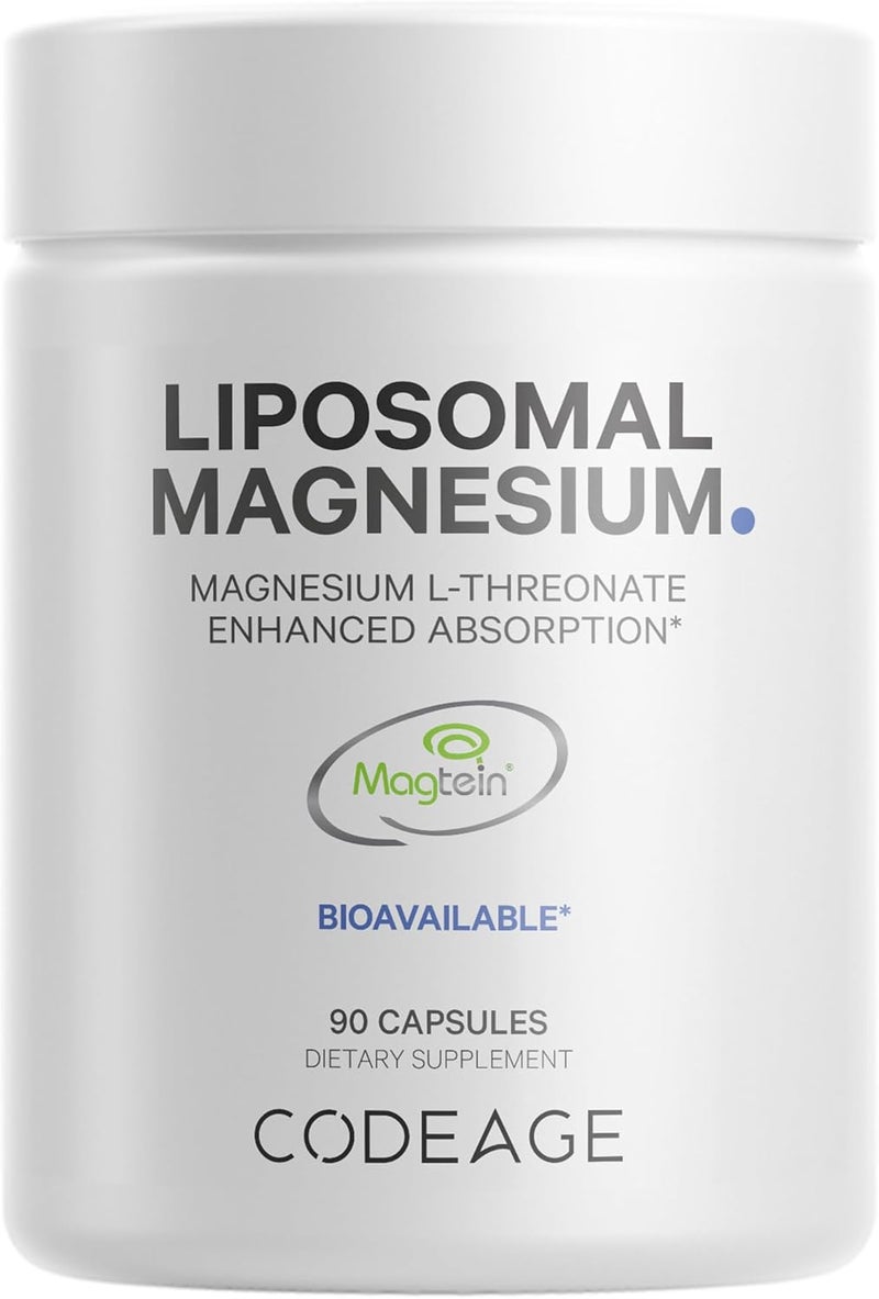 Codeage Liposomal Magnesium LThreonate Supplement Patented Magtein Magnesium Threonate for Brain Health Memory and Cognitive Function Support Bioavailable NonGMO  90 Capsules - Image 1