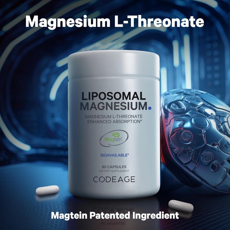 Codeage Liposomal Magnesium LThreonate Supplement Patented Magtein Magnesium Threonate for Brain Health Memory and Cognitive Function Support Bioavailable NonGMO  90 Capsules - Image 3