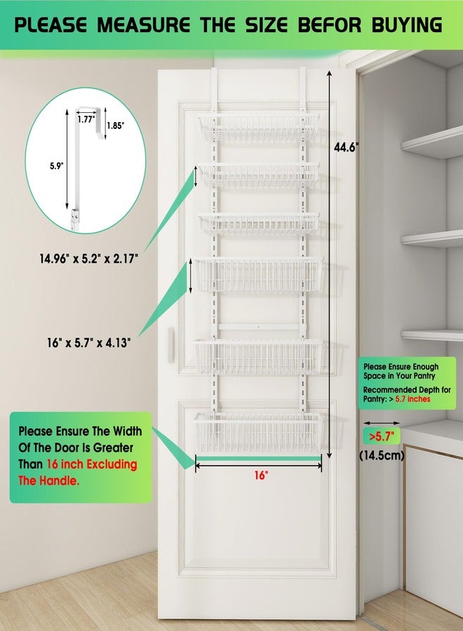 Mefirt Over The Door Pantry Organizer, Pantry Organization and Storage, 6-Tier Deep Baskets Hanging Heavy-Duty Metal, Wall Spice Rack Seasoning Shelves for Home & Kitchen, Laundry Room Bathroom, White - Image 3