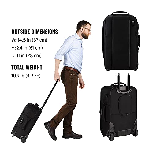 Tenba Roadie Roller 24 Rolling case for DSLR and Mirrorless Cameras and Lenses Plus a 17-inch Laptop – Black (638-714) - Image 2