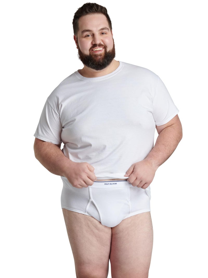 Fruit of the Loom Men's Underwear Briefs, Tag Free & Moisture Wicking, Assorted Color Multipacks, 6 Pack - White - Big Man, 4X-Large Big - Image 2