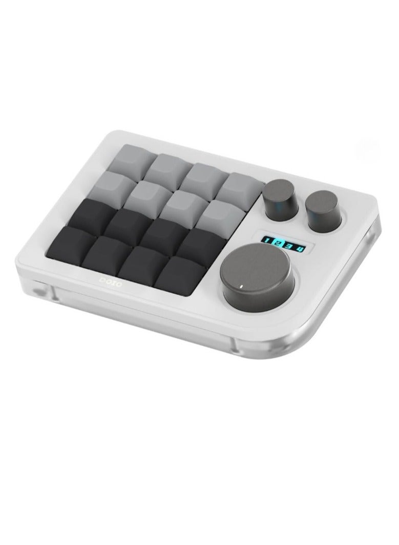 Triple Knob Macro Pad, Programmable Designer Mini Keyboard, One Handed Macro Mechanical Keyboard Portable Keyboard For Gaming Design Software Drawing, (1pc, White) 