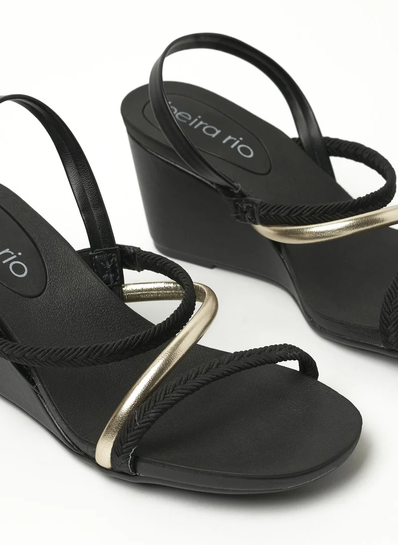 Beira Rio  BEIRA RIO Sandals with Back strap for Ladies – BLACK Sandals with Sling Back | Comfortable PU Upper & TPR Sole for Women | Best Price UAE