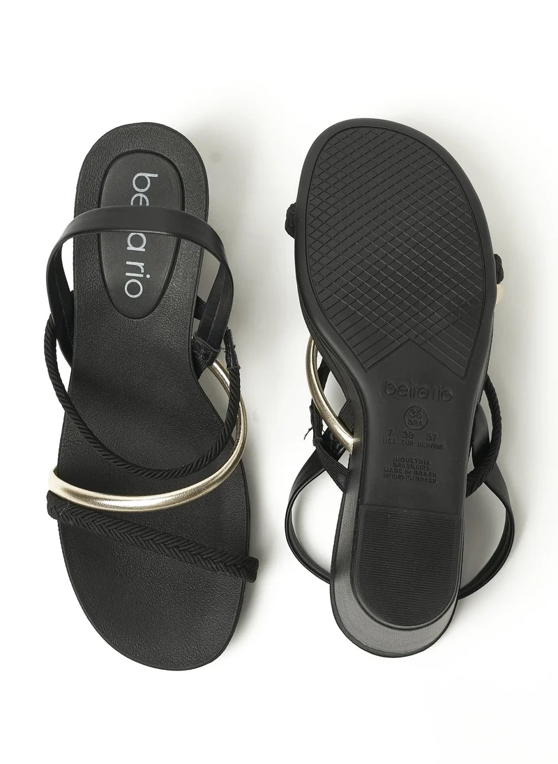 Beira Rio  BEIRA RIO Sandals with Back strap for Ladies – BLACK Sandals with Sling Back | Comfortable PU Upper & TPR Sole for Women | Best Price UAE